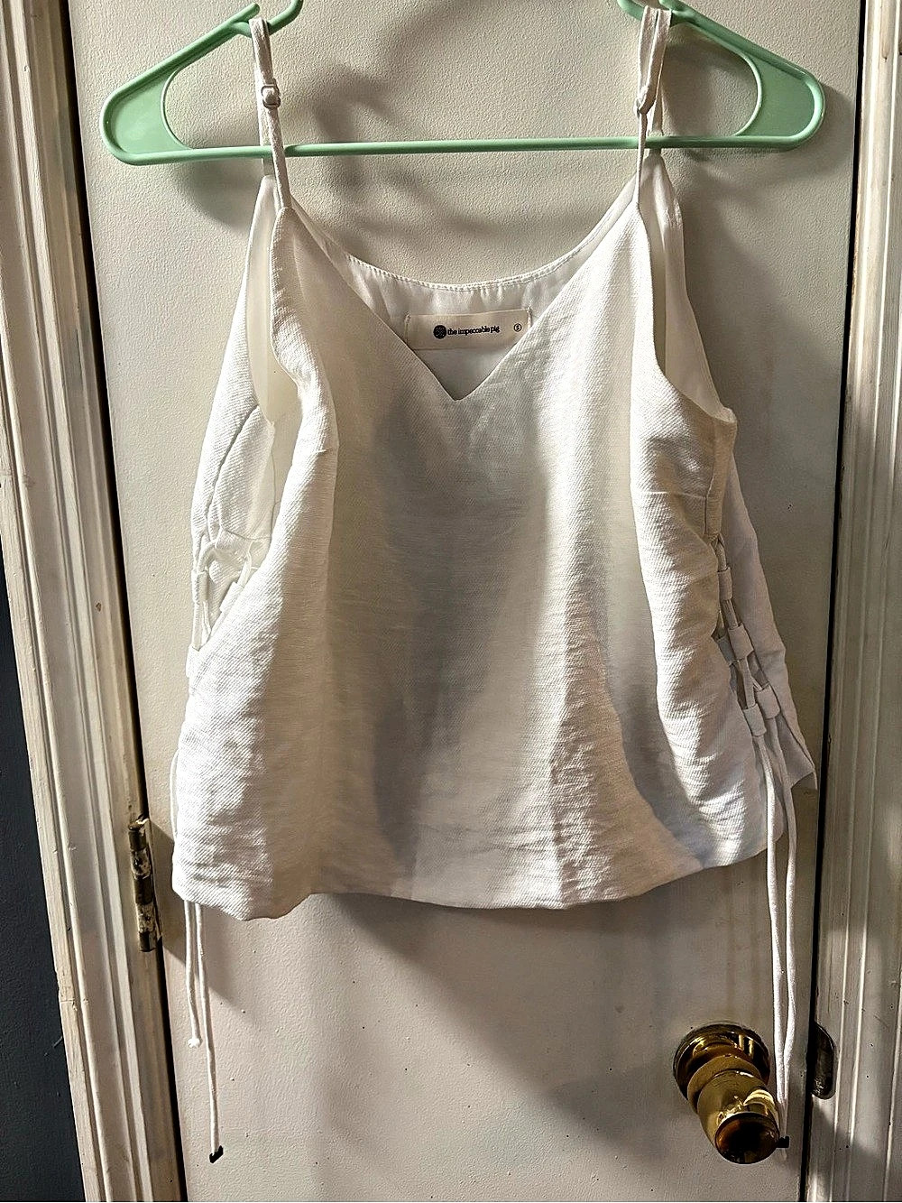 the impeccable pig White Side-Tie Camisole Size Small Like New